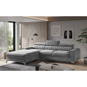 Coltar extensibil stanga 3 locuri ELTAP, LT-04SO, Grayson, 278x205x92 cm, lemn/poliester, gri imagine