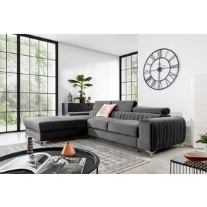 Coltar extensibil stanga 3 locuri ELTAP, LT-04VE, Grayson, 278x205x92 cm, lemn/poliester, gri imagine
