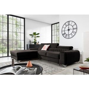 Coltar extensibil stanga 3 locuri ELTAP, LT-05LO, Grayson, 278x205x92 cm, lemn/poliester, gri inchis imagine