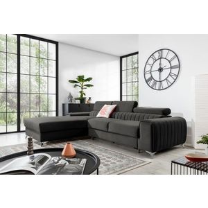 Coltar extensibil stanga 3 locuri ELTAP, LT-05NU, Grayson, 278x205x92 cm, lemn/poliester, gri inchis imagine