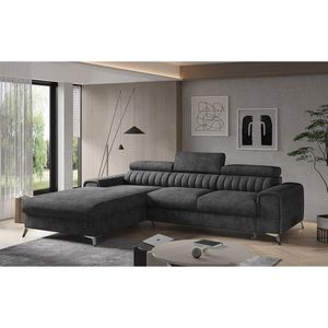 Coltar extensibil stanga 3 locuri ELTAP, LT-06LE, Grayson, 278x205x92 cm, lemn/poliester, gri inchis imagine