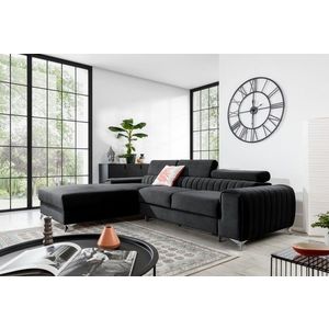 Coltar extensibil stanga 3 locuri ELTAP, LT-06VE, Grayson, 278x205x92 cm, lemn/poliester, gri inchis imagine