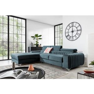 Coltar extensibil stanga 3 locuri ELTAP, LT-100VE, Grayson, 278x205x92 cm, lemn/poliester, albastru imagine