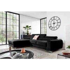 Coltar extensibil stanga 3 locuri ELTAP, LT-10LO, Grayson, 278x205x92 cm, lemn/poliester, negru imagine