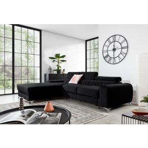 Coltar extensibil stanga 3 locuri ELTAP, LT-10VE, Grayson, 278x205x92 cm, lemn/poliester, negru imagine