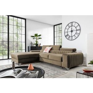 Coltar extensibil stanga 3 locuri ELTAP, LT-20NU, Grayson, 278x205x92 cm, lemn/poliester, maro deschis imagine