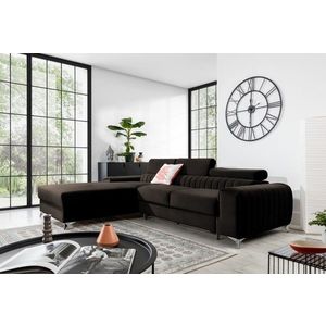 Coltar extensibil stanga 3 locuri ELTAP, LT-22NU, Grayson, 278x205x92 cm, lemn/poliester, maro inchis imagine