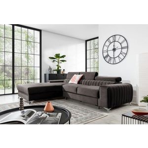 Coltar extensibil stanga 3 locuri ELTAP, LT-22VE, Grayson, 278x205x92 cm, lemn/poliester, maro imagine