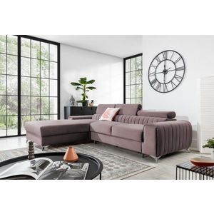 Coltar extensibil stanga 3 locuri ELTAP, LT-24LO, Grayson, 278x205x92 cm, lemn/poliester, roz imagine