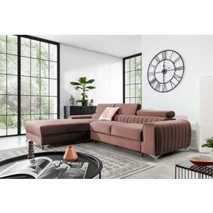 Coltar extensibil stanga 3 locuri ELTAP, LT-24NU, Grayson, 278x205x92 cm, lemn/poliester, roz imagine