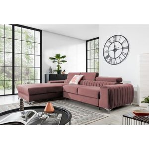 Coltar extensibil stanga 3 locuri ELTAP, LT-24VE, Grayson, 278x205x92 cm, lemn/poliester, roz imagine