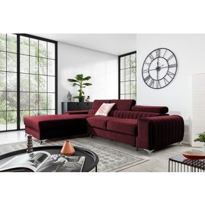 Coltar extensibil stanga 3 locuri ELTAP, LT-25VE, Grayson, 278x205x92 cm, lemn/poliester, rosu inchis imagine