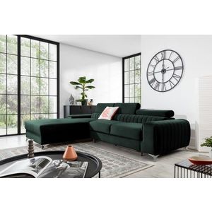 Coltar extensibil stanga 3 locuri ELTAP, LT-35LO, Grayson, 278x205x92 cm, lemn/poliester, verde inchis imagine