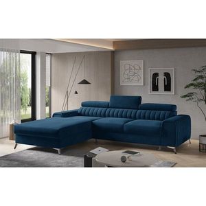 Coltar extensibil stanga 3 locuri ELTAP, LT-40LU, Grayson, 278x205x92 cm, lemn/poliester, albastru inchis imagine
