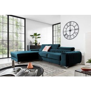 Coltar extensibil stanga 3 locuri ELTAP, LT-40NU, Grayson, 278x205x92 cm, lemn/poliester, albastru inchis imagine