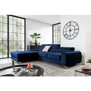 Coltar extensibil stanga 3 locuri ELTAP, LT-40VE, Grayson, 278x205x92 cm, lemn/poliester, albastru inchis imagine