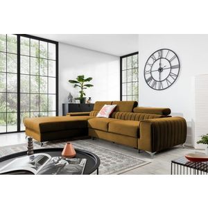 Coltar extensibil stanga 3 locuri ELTAP, LT-45LO, Grayson, 278x205x92 cm, lemn/poliester, mustar imagine