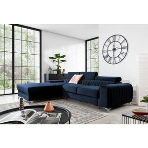Coltar extensibil stanga 3 locuri ELTAP, LT-79MO, Grayson, 278x205x92 cm, lemn/poliester, albastru inchis imagine