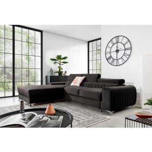 Coltar extensibil stanga 3 locuri ELTAP, LT-97RIV, Grayson, 278x205x92 cm, lemn/poliester, gri inchis imagine