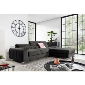 Coltar extensibil dreapta 3 locuri ELTAP, RT-05NU, Grayson, 278x205x92 cm, lemn/poliester, gri inchis imagine