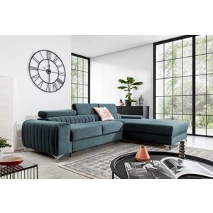 Coltar extensibil dreapta 3 locuri ELTAP, RT-100VE, Grayson, 278x205x92 cm, lemn/poliester, albastru imagine
