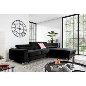 Coltar extensibil dreapta 3 locuri ELTAP, RT-10LO, Grayson, 278x205x92 cm, lemn/poliester, negru imagine