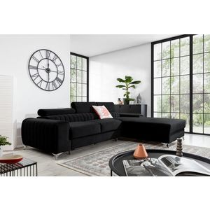 Coltar extensibil dreapta 3 locuri ELTAP, RT-10VE, Grayson, 278x205x92 cm, lemn/poliester, negru imagine