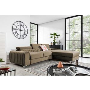 Coltar extensibil dreapta 3 locuri ELTAP, RT-20NU, Grayson, 278x205x92 cm, lemn/poliester, maro deschis imagine