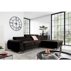 Coltar extensibil dreapta 3 locuri ELTAP, RT-22NU, Grayson, 278x205x92 cm, lemn/poliester, maro inchis imagine