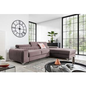 Coltar extensibil dreapta 3 locuri ELTAP, RT-24LO, Grayson, 278x205x92 cm, lemn/poliester, roz imagine