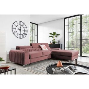 Coltar extensibil dreapta 3 locuri ELTAP, RT-24VE, Grayson, 278x205x92 cm, lemn/poliester, roz imagine