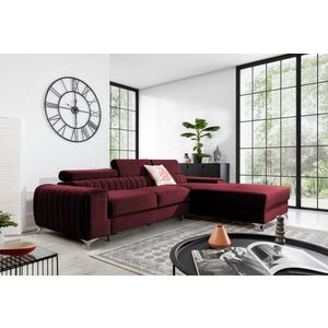 Coltar extensibil dreapta 3 locuri ELTAP, RT-25VE, Grayson, 278x205x92 cm, lemn/poliester, rosu inchis imagine