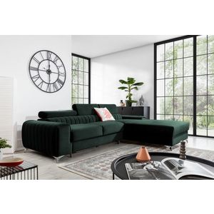 Coltar extensibil dreapta 3 locuri ELTAP, RT-35LO, Grayson, 278x205x92 cm, lemn/poliester, verde inchis imagine