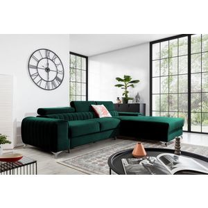 Coltar extensibil dreapta 3 locuri ELTAP, RT-35NU, Grayson, 278x205x92 cm, lemn/poliester, verde inchis imagine