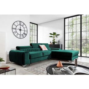 Coltar extensibil dreapta 3 locuri ELTAP, RT-38VE, Grayson, 278x205x92 cm, lemn/poliester, verde inchis imagine