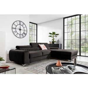 Coltar extensibil dreapta 3 locuri ELTAP, RT-97RIV, Grayson, 278x205x92 cm, lemn/poliester, gri inchis imagine