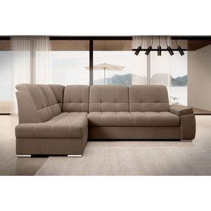 Coltar extensibil stanga 3 locuri ELTAP, LT-20NU, Sado, 272x192x95 cm, lemn/poliester, maro deschis imagine
