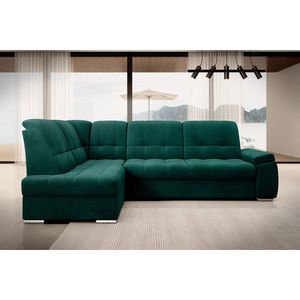 Coltar extensibil stanga 3 locuri ELTAP, LT-35NU, Sado, 272x192x95 cm, lemn/poliester, verde inchis imagine