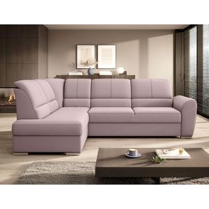 Coltar extensibil stanga 3 locuri ELTAP, LT-101GO, Siber, 270x186x93 cm, lemn/poliester, roz deschis imagine