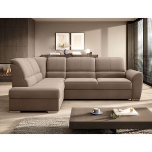 Coltar extensibil stanga 3 locuri ELTAP, LT-20NU, Siber, 270x186x93 cm, lemn/poliester, maro deschis imagine