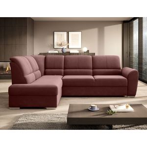 Coltar extensibil stanga 3 locuri ELTAP, LT-24LU, Siber, 270x186x93 cm, lemn/poliester, roz inchis imagine