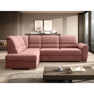 Coltar extensibil stanga 3 locuri ELTAP, LT-24NU, Siber, 270x186x93 cm, lemn/poliester, roz imagine