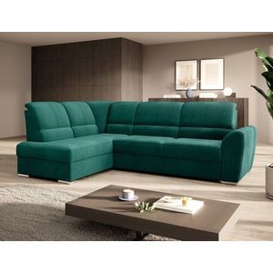 Coltar extensibil stanga 3 locuri ELTAP, LT-35NU, Siber, 270x186x93 cm, lemn/poliester, verde inchis imagine