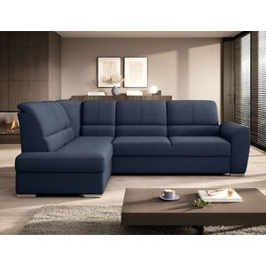 Coltar extensibil stanga 3 locuri ELTAP, LT-40PO, Siber, 270x186x93 cm, lemn/poliester, albastru inchis imagine