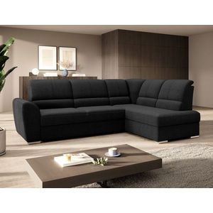 Coltar extensibil dreapta 3 locuri ELTAP, RT-10FL, Siber, 270x186x93 cm, lemn/poliester, negru imagine