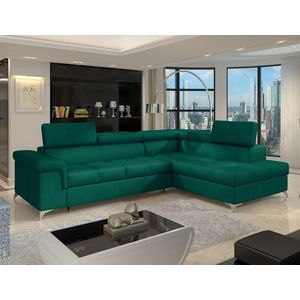 Coltar extensibil dreapta 4 locuri ELTAP, ERI-08, Eridano, 275x202x88 cm, lemn/poliester, verde inchis imagine