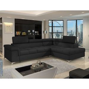 Coltar extensibil dreapta 4 locuri ELTAP, ERI-14, Eridano, 275x202x88 cm, lemn/poliester, negru imagine