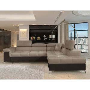 Coltar extensibil dreapta 4 locuri ELTAP, ERI-21, Eridano, 275x202x88 cm, lemn/poliester, maro deschis/maro inchis imagine