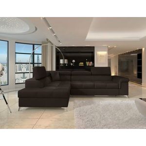 Coltar extensibil stanga 4 locuri ELTAP, ERI-35, Eridano, 275x202x88 cm, lemn/poliester, maro inchis imagine