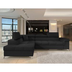 Coltar extensibil stanga 4 locuri ELTAP, ERI-42, Eridano, 275x202x88 cm, lemn/poliester, negru imagine